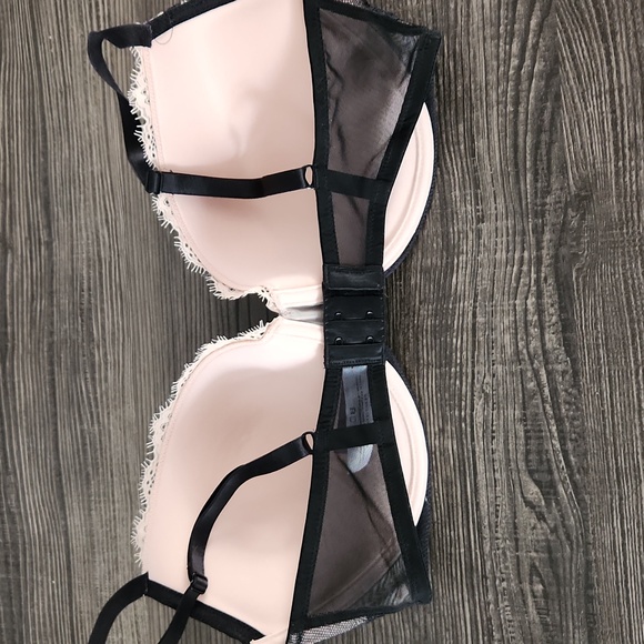 Adore Me Emanuelly Lace Pushup Bra - Black and Pink - Picture 2 of 5
